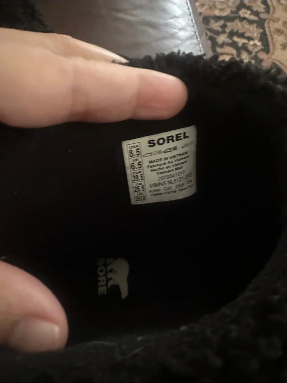 Sorel woman’s explorer 3 Black Suede Fold-Over Sherpa Boot with Cream Sole
